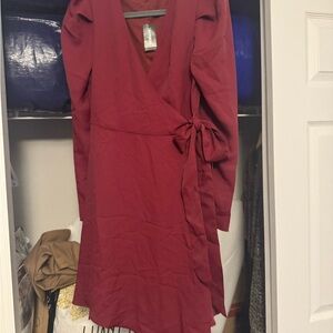 NWT Elegant Burgundy Wrap Dress